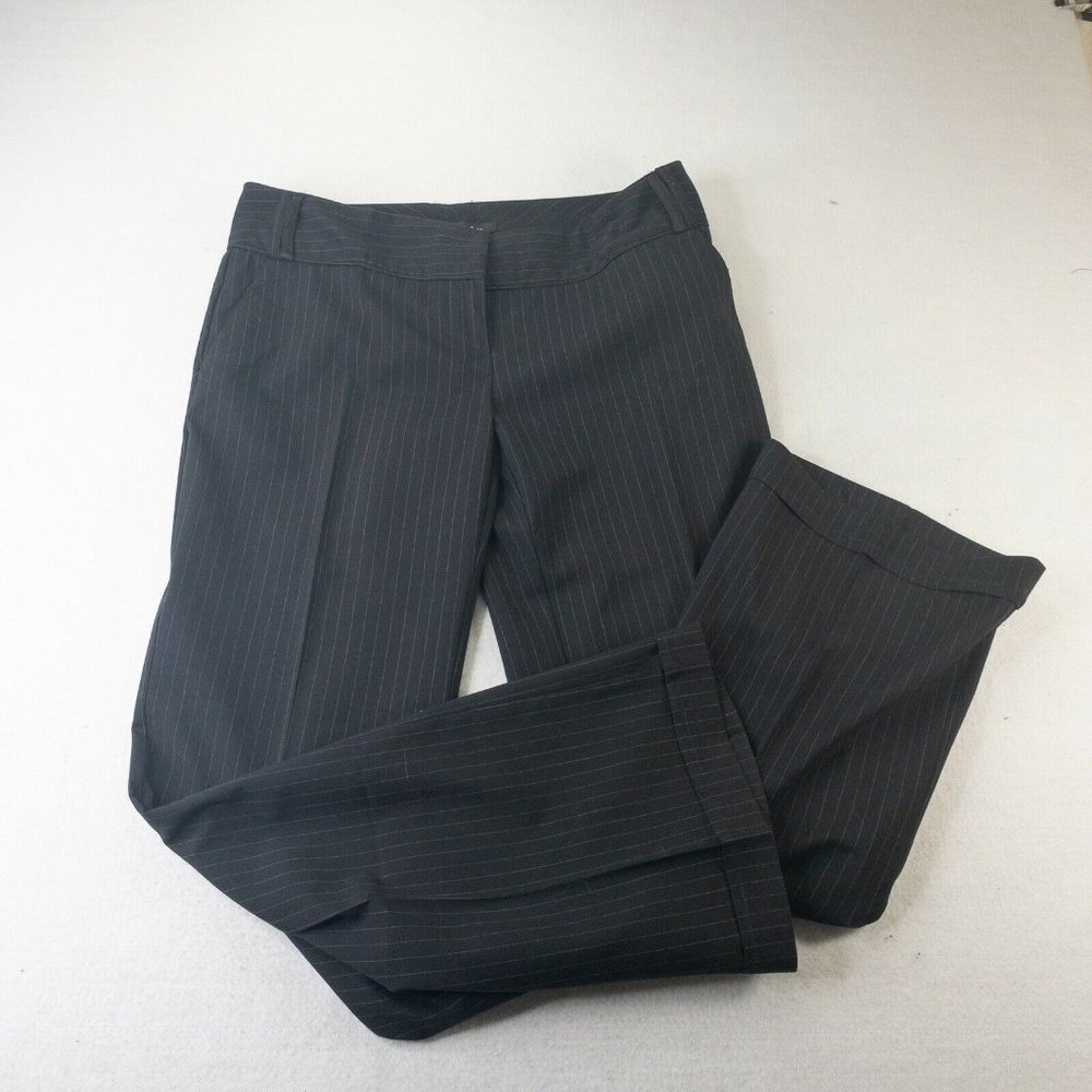 CR Signature Womens Pants Black 9 Straight Leg Work Dress Stripes  #0665